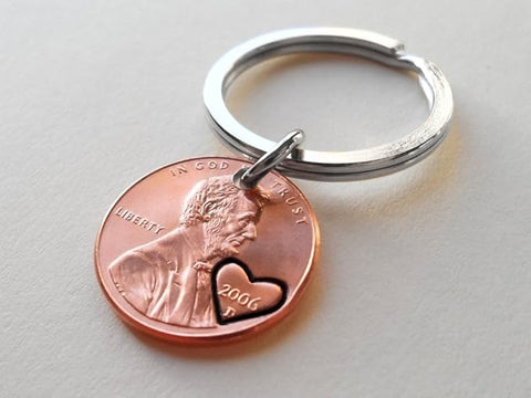2006 Penny Keychain with Engraved Heart Around Year by Jewelry Everyday