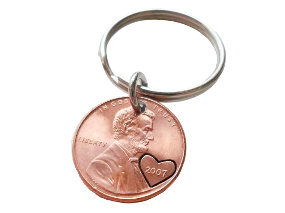 2007 Penny Keychain with Heart Around Year by Jewelry Everyday