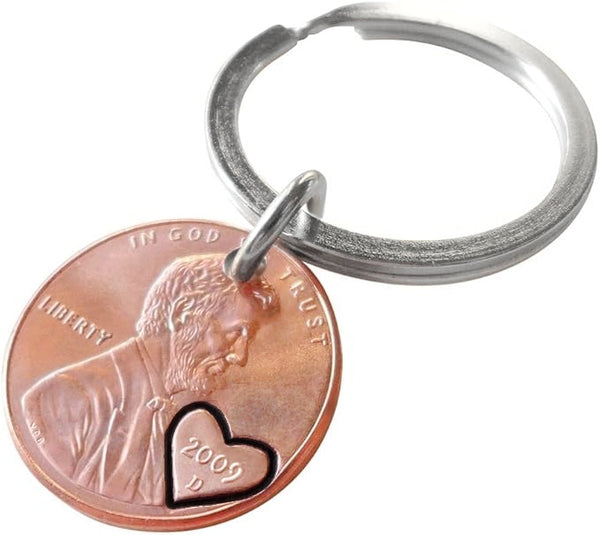 2009 Penny Keychain with Engraved Heart Around Year by Jewelry Everyday