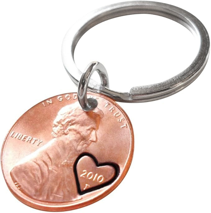 2010 Penny Keychain with Engraved Heart Around Year by Jewelry Everyday