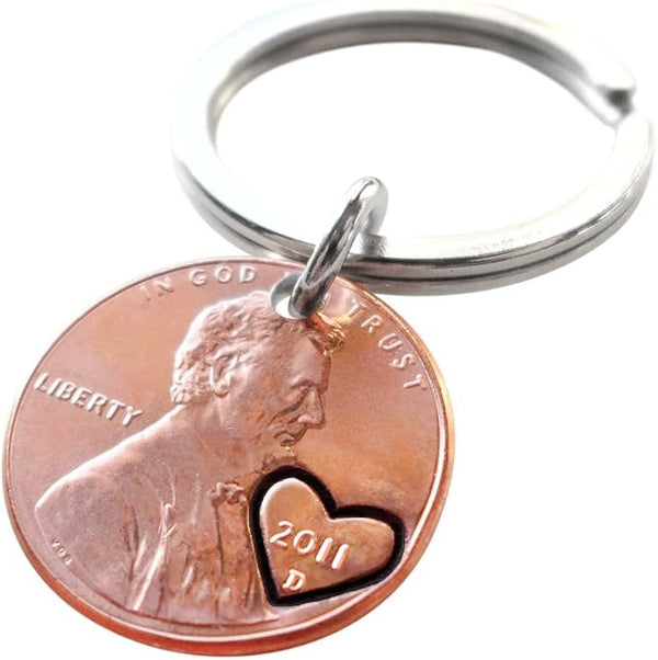 2011 Penny Keychain with Heart Around Year by Jewelry Everyday