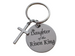 Daughter of the Risen King Disc with Cross Charm Keychain, Religious Keychain Gift, Christian Keychain