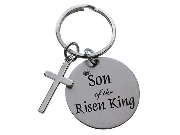 Son of the Risen King Disc with Cross Charm Keychain, Religious Keychain Gift, Christian Keychain