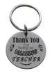 Teacher Appreciation Gift • Steel Disc Keychain Engraved with "Thank You for Being an Amazing Teacher" by JewelryEveryday