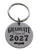 Graduate Class of 2027 Engraved Steel Disc Keychain, For Graduation Gift