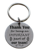 Employee Appreciation Gift • Steel Disc Keychain Engraved with "Thank You For Being an Important Part of Our Team" by JewelryEveryday