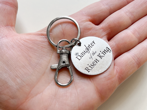 Daughter of the Risen King Disc with Clasp Keychain, Religious Gift, Christian Keychain
