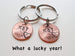 Anniversary Gift • Personalized Double Penny Keychain Set Hand Stamped with Custom Initials & Heart Around The Year, Options for Adding a Date