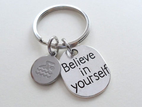 Believe in Yourself Swimmer Keychain, Swim Charm Keychain, Swimming Fitness Encouragement Keychain by Jewelry Everyday