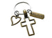 Bronze Cross Charm Keychain with Heart Charm & Word Tag Charm, Religious Keychain (Believe Tag)