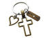 Bronze Cross Charm Keychain with Heart Charm & Word Tag Charm, Religious Keychain (Miracle Tag)