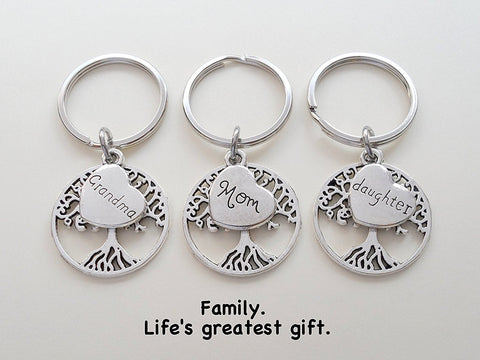 3 Generations Keychains, Grandma Tree Keychain, Mom Tree Keychain, Daughter Tree Keychain by Jewelry Everyday