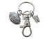 Custom Football Charm Keychain with Swivel Clasp & Initial Charm; Football Team Player Keychain