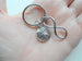 Custom Infinity Charm Keychain with Globe & Custom Heart Tag; For Couples or Best Friends, Anniversary Keychain