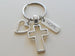 Cross Charm Keychain with Heart Charm & Word Tag Charm, Religious Keychain (Hope Tag)