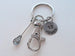 Custom Lacrosse Stick Charm Keychain with Swivel Clasp & Engraved Circle Tag, Graduate Keychain, Lacrosse Player Keychain