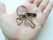Bronze Cross Charm Keychain with Heart Charm & Word Tag Charm, Religious Keychain (Miracle Tag)