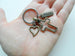 Bronze Cross Charm Keychain with Heart Charm & Word Tag Charm, Religious Keychain (Faith Tag)