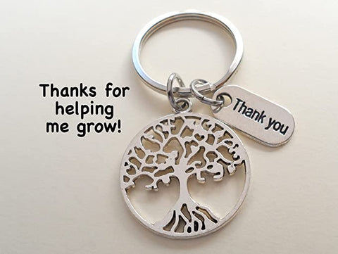 Tree Keychain with Thank You Charm, Community Appreciation Keychain by Jewelry Everyday