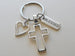 Cross Charm Keychain with Heart Charm & Word Tag Charm, Religious Keychain (Blessed Tag)