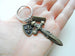 Bronze Sword & Small Shield Charm Keychain with Fearless Charm, Knight Keychain, Warrior Keychain, Fantasy Keychain