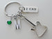Custom Guitar Player Charm Keychain with a Guitar Shaped Charm, I Can Charm & Letter Charm