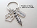 Veterinarian Appreciation Keychain, Veterinary Hospital Staff Gift, Pet & Animal Care Medical Professional; Paw Print, Syringe & Thank You Charm Keychain by Jewelry Everyday
