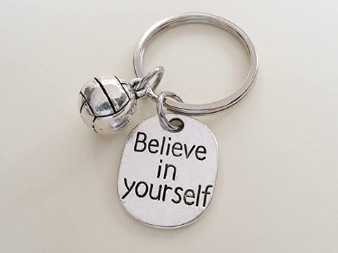 Volleyball Keychain with Volleyball Charm and Believe in Yourself Charm, Volleyball Player or Coach Keychain by Jewelry Everyday