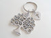 Tree Keychain with Heart Tag with a Cross & Small Love Faith Hope Disc Charm, Religious Keychain by Jewelry Everyday