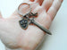 Custom Bronze Sword & Shield Charm Keychain with Letter Charm, Knight Keychain, Warrior Keychain, Fantasy Keychain