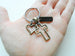 Bronze Cross Charm Keychain with Heart Charm & Word Tag Charm, Religious Keychain (Hope Tag)