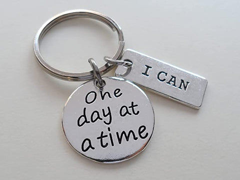 "I can" & "One Day At A Time" Charm Encouragement Keychain by Jewelry Everyday