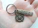 Custom Bronze Compass Charm Keychain with Custom Engraved Tag, by Jewelry Everyday