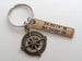Custom Bronze Compass Charm Keychain with Custom Engraved Tag, by Jewelry Everyday