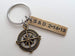 Custom Bronze Compass Charm Keychain with Custom Engraved Tag, by Jewelry Everyday