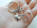 Infinity Charm Keychain with Key & Love Lock Charm; Couples Keychain