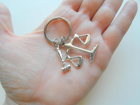 Law Scales Charm Keychain with Gavel Charm, Paralegal Charm Keychain