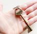 Bronze Key Charm Bottle Opener Keychain with Custom Engraving; Couples Anniversary Keychain