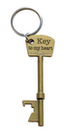 Bronze Key Charm Bottle Opener Keychain with Custom Engraving; Couples Anniversary Keychain