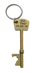 Bronze Key Charm Bottle Opener Keychain with Custom Engraving; Couples Anniversary Keychain