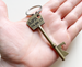Bronze Key Charm Bottle Opener Keychain with Custom Engraving; Couples Anniversary Keychain