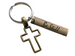 Bronze Cross Charm Keychain with "Be Still" Engraved Tag, Religious Keychain