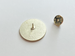 Camping Pin with Mountains, Pine Trees, Moon, and Blue Night Sky Scene with Saying "To The Mountains"