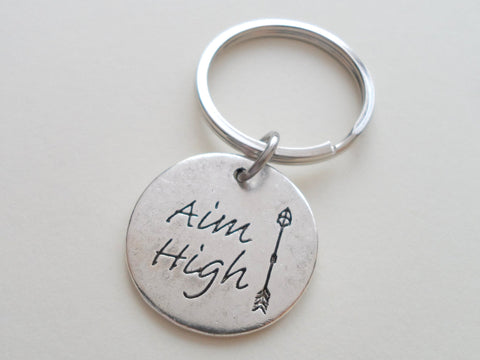 Aim High Engraved Charm Keychain, Encouragement Keychain, New Graduate Gift for Graduation by Jewelry Everyday