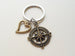 Bronze Open Metal Compass Keychain with Heart Charm - I'd Be Lost Without You by Jewelry Everyday