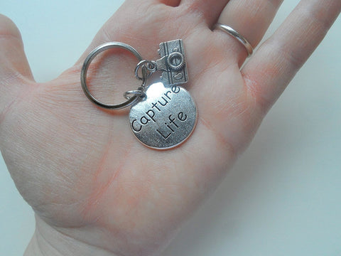 Capture Life Disc Charm with Camera Charm Keychain - Encouragement Gift by Jewelry Everyday