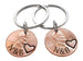 Personalized Set of 2 Penny Keychains Custom Engraved with Heart Around The Year and Selected Font