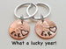 Personalized Set of 2 Penny Keychains Custom Engraved with Heart Around The Year and Selected Font