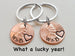 Personalized Set of 2 Penny Keychains Custom Engraved with Heart Around The Year and Selected Font