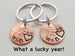 Personalized Set of 2 Penny Keychains Custom Engraved with Heart Around The Year and Selected Font